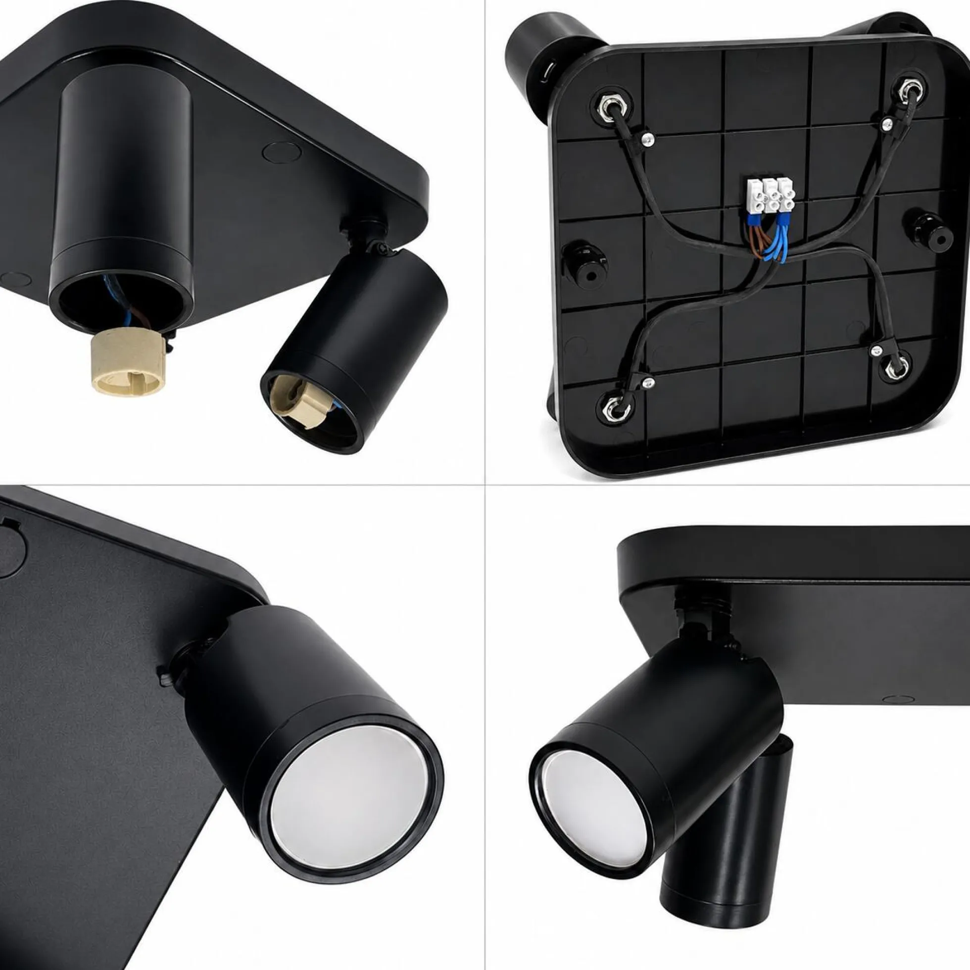 Aplique de techo cuadrado orientable - 4 x GU10 - Bajo UGR
