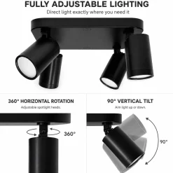 Aplique de techo cuadrado orientable - 4 x GU10 - Bajo UGR