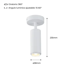 Aplique de techo LED orientable 8W - Ángulo ajustable - 2800K