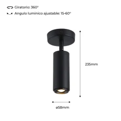Aplique de techo LED orientable 8W - Ángulo ajustable - 2800K