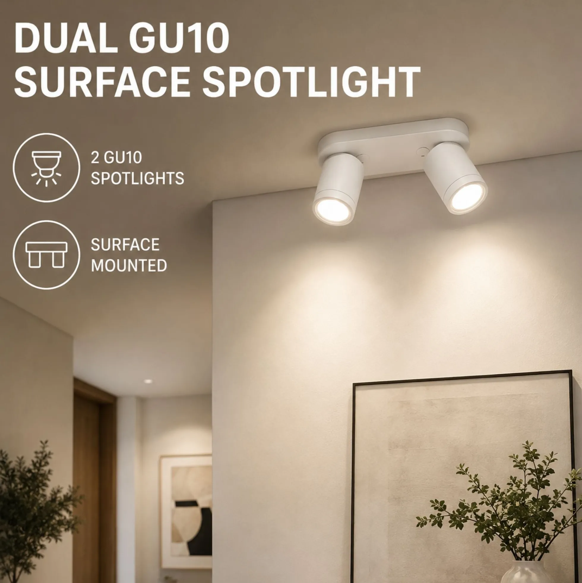 Aplique de techo orientable - 2 x GU10 - Bajo UGR