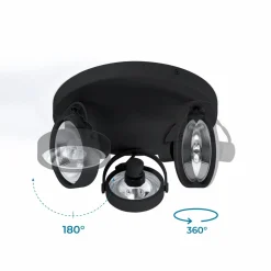 Aplique de techo triple orientable