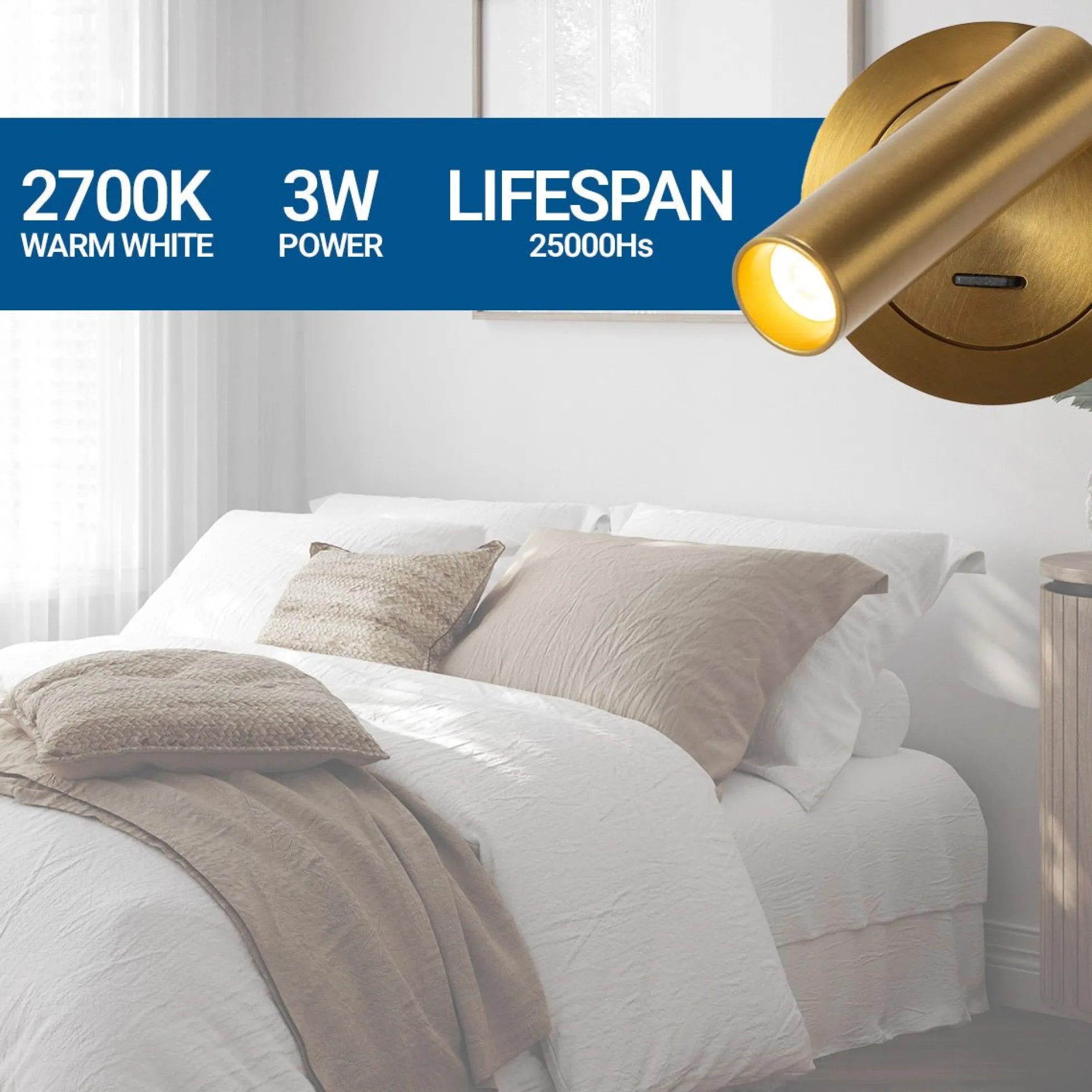 Aplique empotrable para lectura "MILSA" - 3W - 2700K - CRI 85