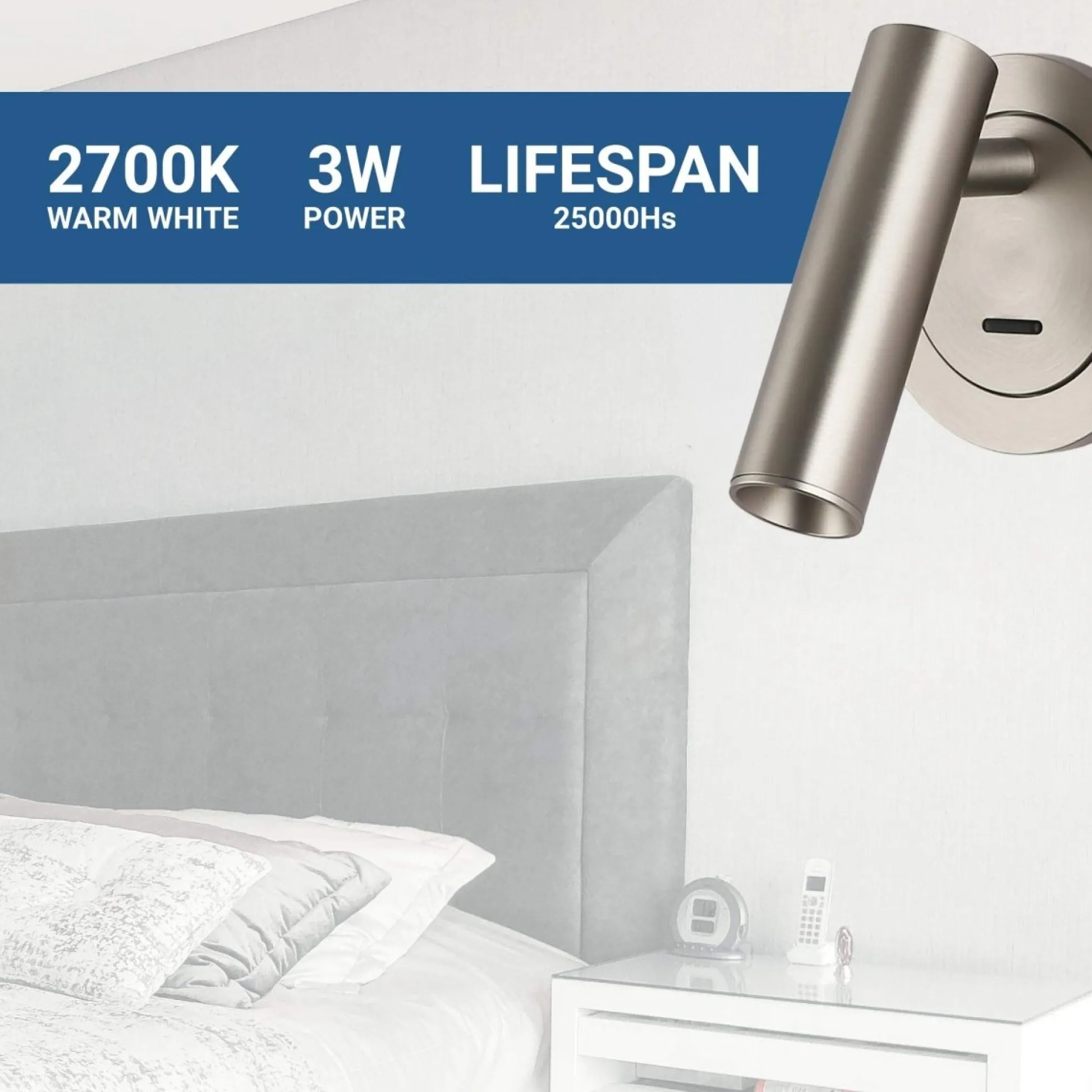 Aplique empotrable para lectura "MILSA" - 3W - 2700K - CRI 85