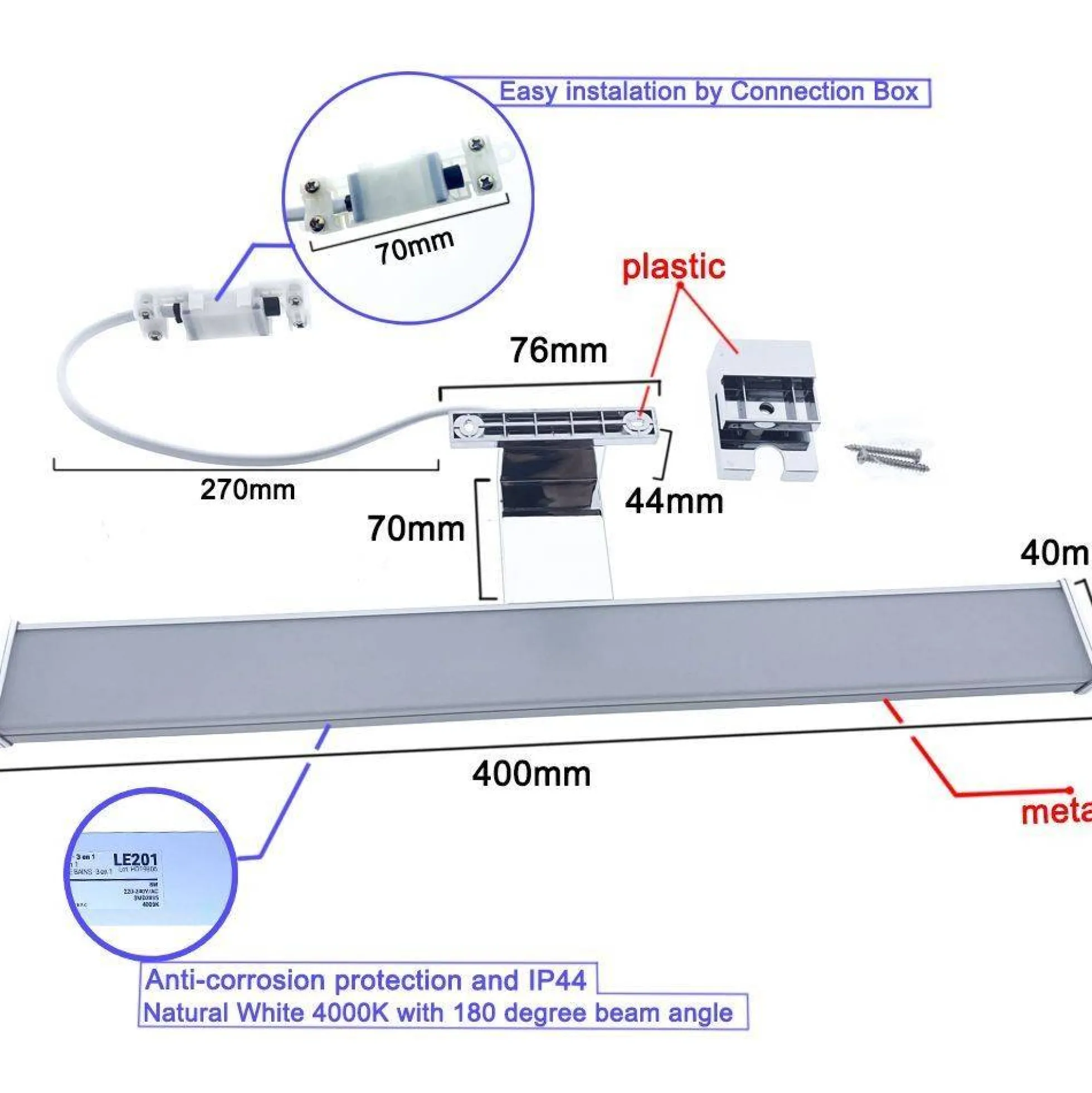 Aplique espejo baño LED 8W - 40cm