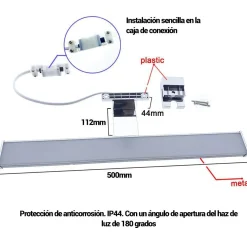 Aplique espejo baño LED 10W - Fijación en espejo, mueble o pared - 50cm