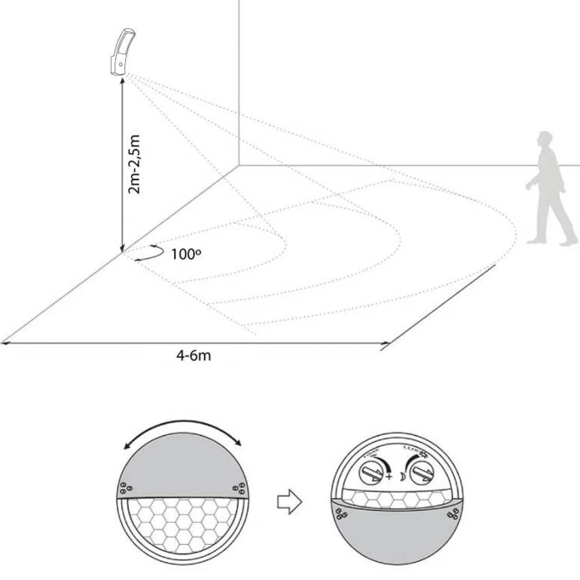 Aplique exterior de pared LED con sensor PIR "LUS" 13W IP54