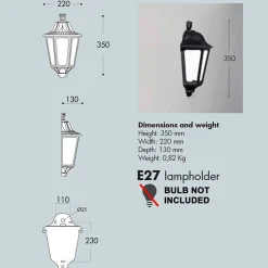 Aplique farol de pared FUMAGALLI IESSE OPAL E27 IP55