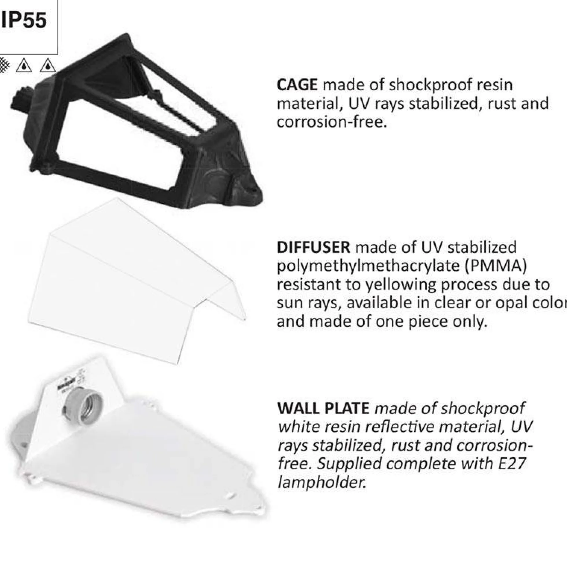 Aplique farol de pared FUMAGALLI IESSE OPAL E27 IP55