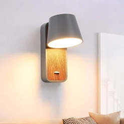 Aplique LED para Dormitorio de Madera rotatorio "KOPPEN" 6W 2700K
