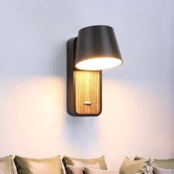 Aplique LED para Dormitorio de Madera rotatorio 