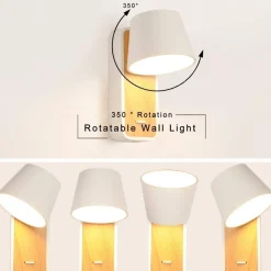 Aplique LED para Dormitorio de Madera rotatorio 