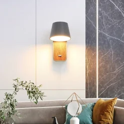 Aplique LED para Dormitorio de Madera rotatorio 