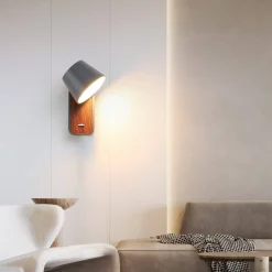 Aplique LED para Dormitorio de Madera rotatorio 