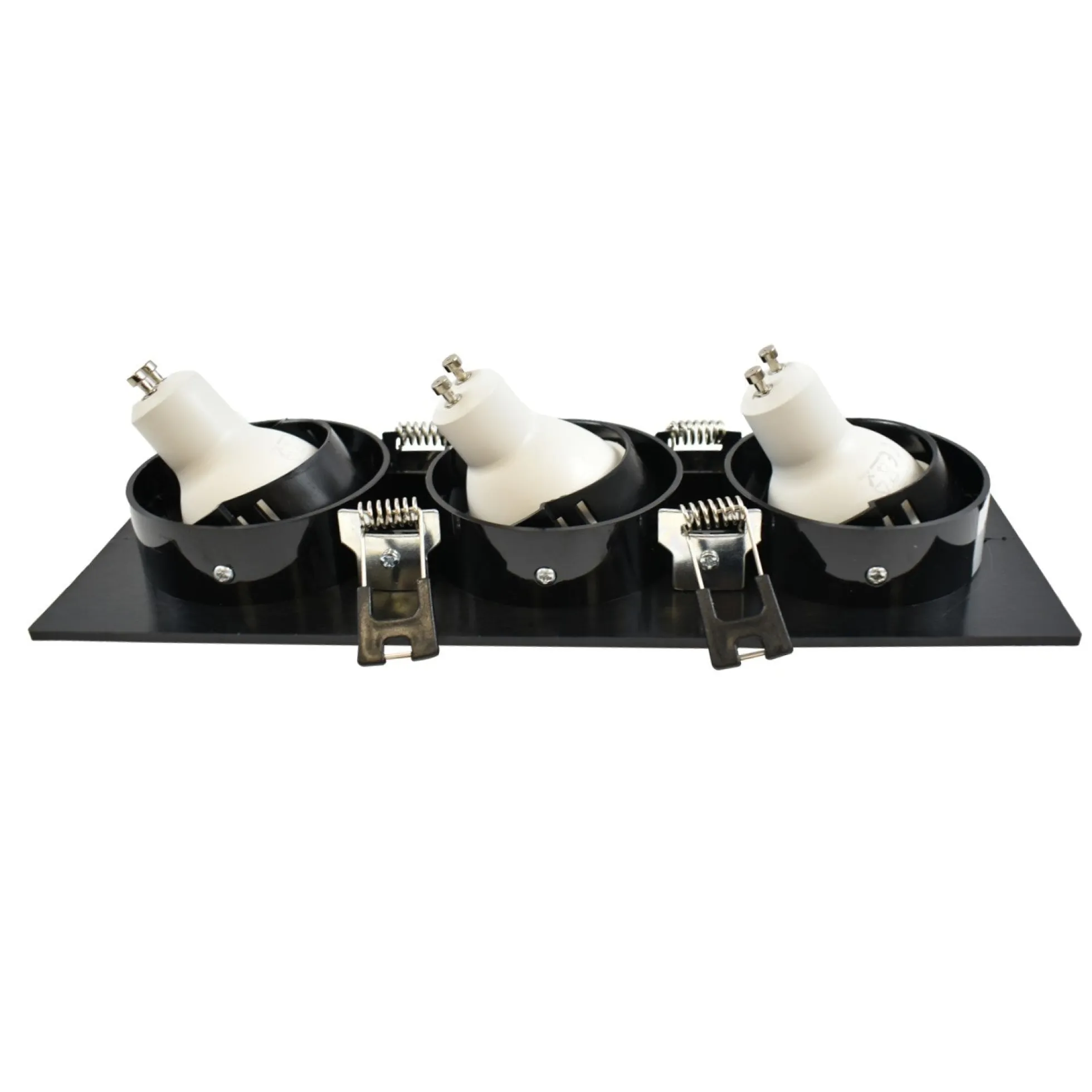 Aro downlight basculante para tres bombillas GU10/MR16 - Corte 75 x 235 mm