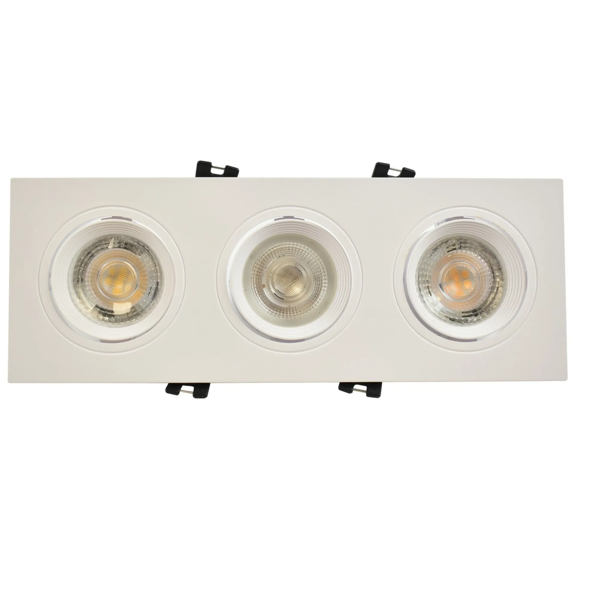 Aro downlight basculante para tres bombillas GU10/MR16 - Corte 75 x 235 mm