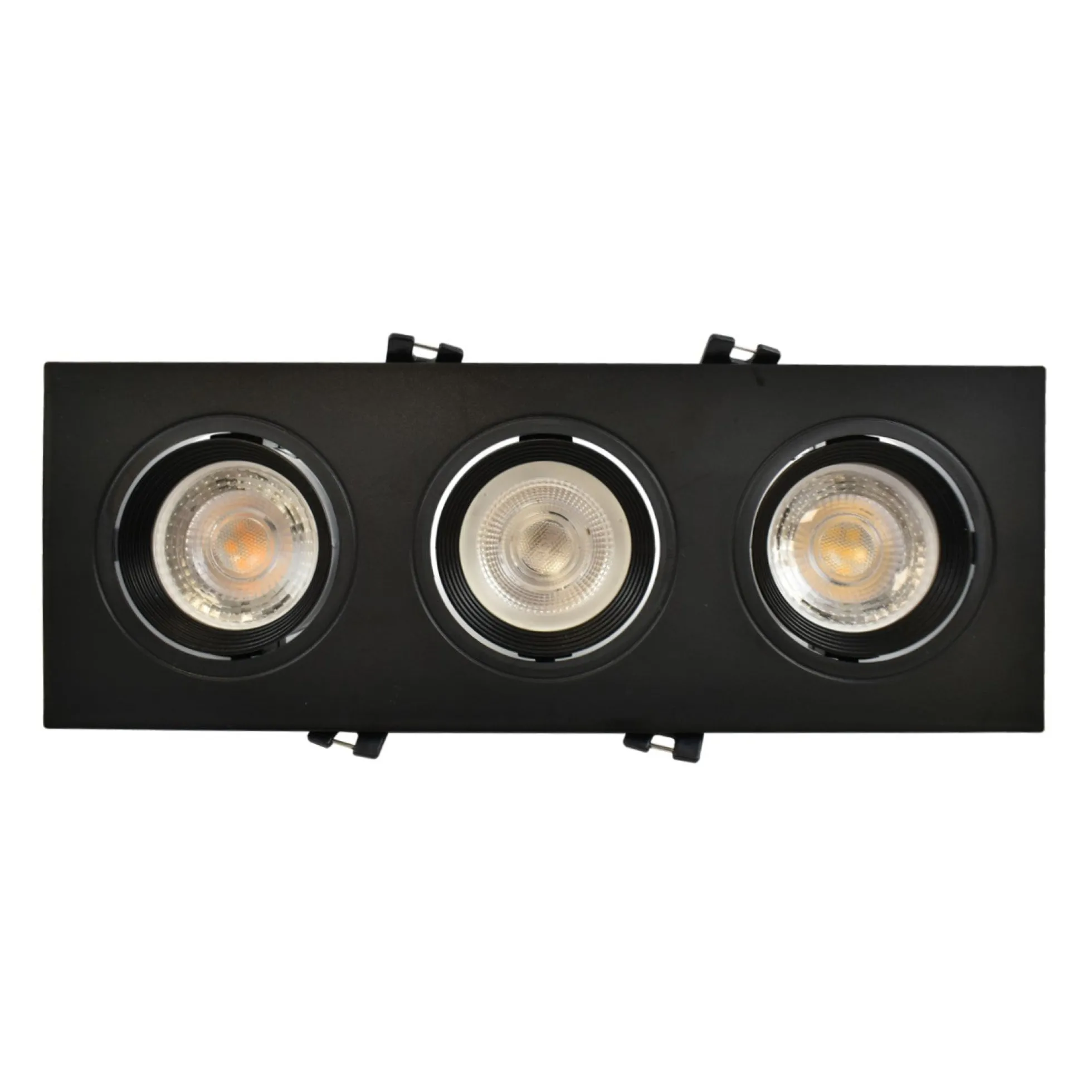 Aro downlight basculante para tres bombillas GU10/MR16 - Corte 75 x 235 mm