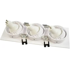 Aro downlight basculante para tres bombillas GU10/MR16 - Corte 75 x 235 mm