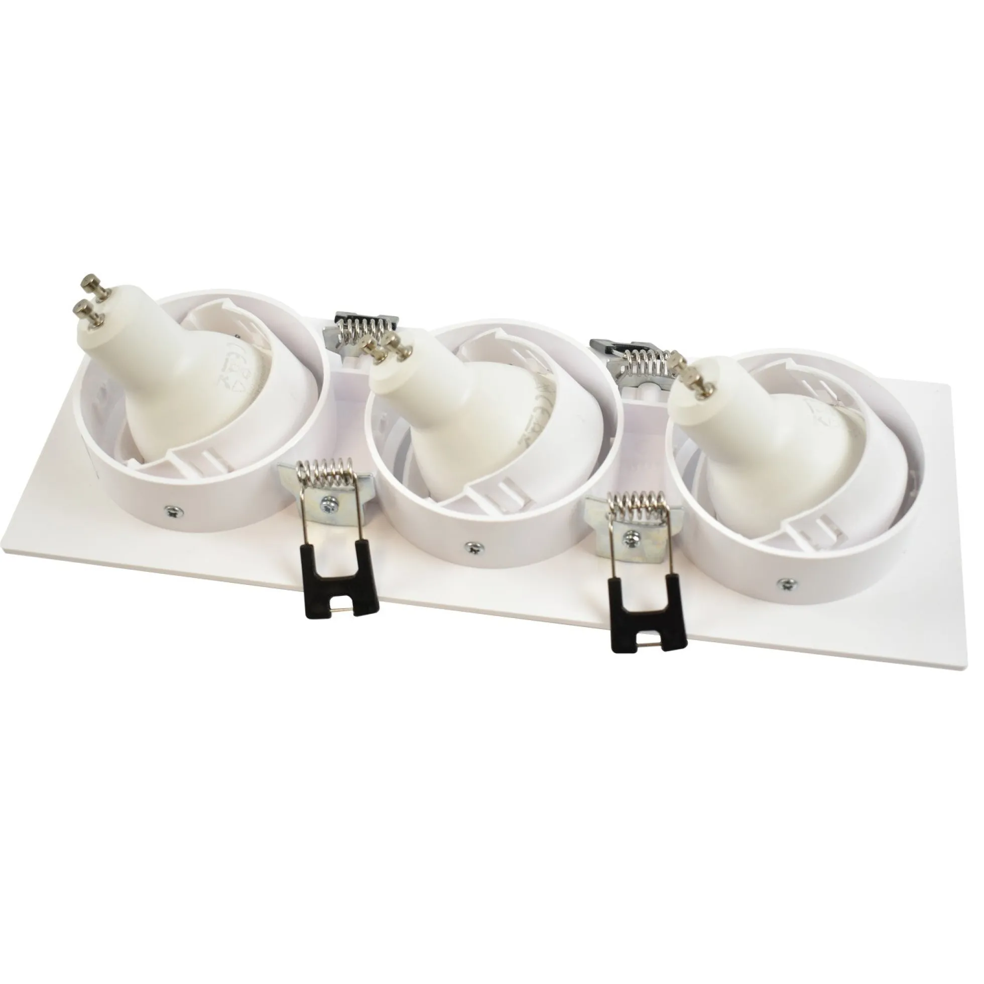Aro downlight basculante para tres bombillas GU10/MR16 - Corte 75 x 235 mm