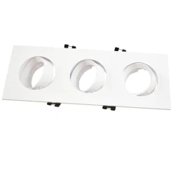 Aro downlight basculante para tres bombillas GU10/MR16 - Corte 75 x 235 mm