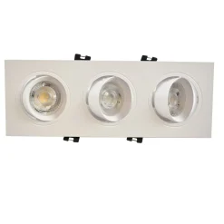 Aro downlight basculante para tres bombillas GU10/MR16 - Corte 75 x 235 mm