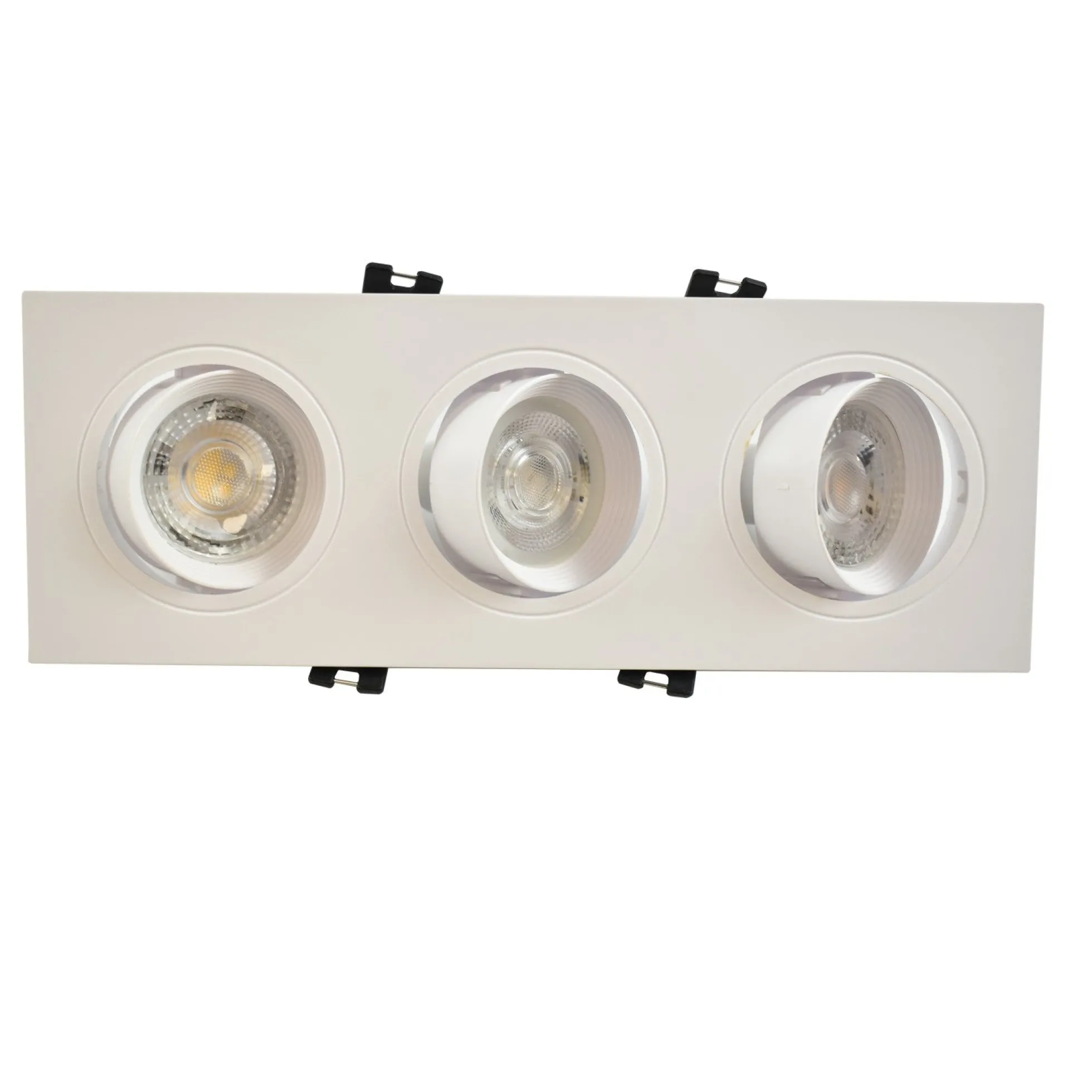 Aro downlight basculante para tres bombillas GU10/MR16 - Corte 75 x 235 mm