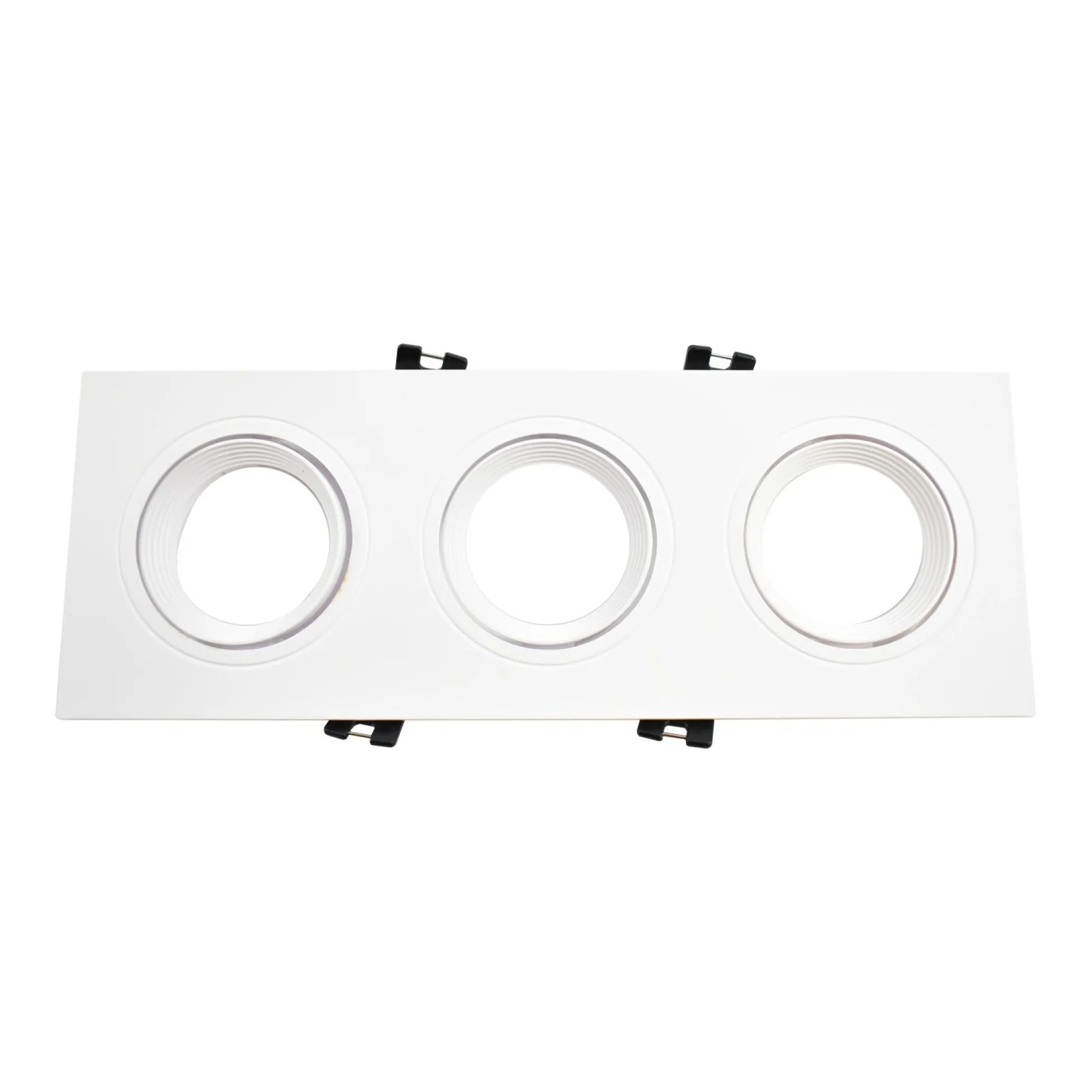 Aro downlight basculante para tres bombillas GU10/MR16 - Corte 75 x 235 mm
