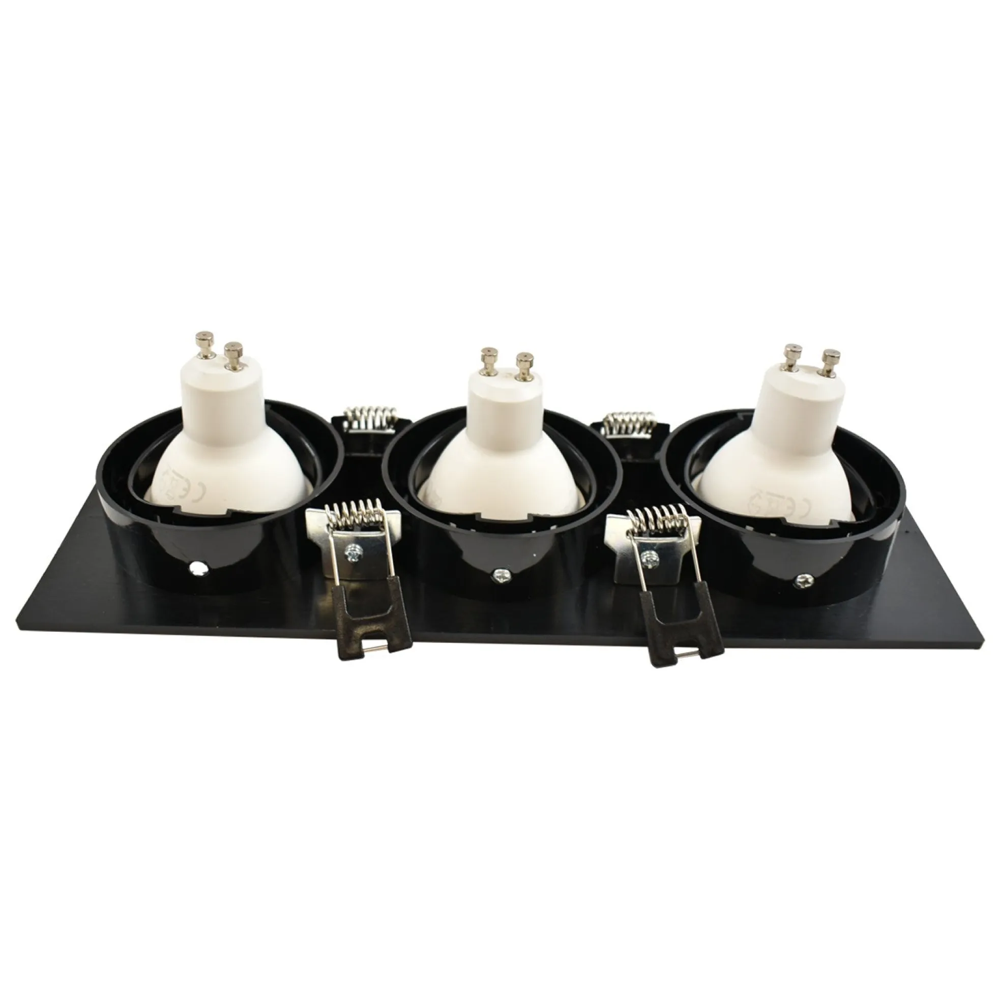 Aro downlight basculante para tres bombillas GU10/MR16 - Corte 75 x 235 mm