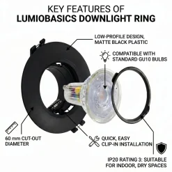 Aro downlight circular para bombilla GU10 / MR16 - Bajo UGR - Corte Ø60 mm