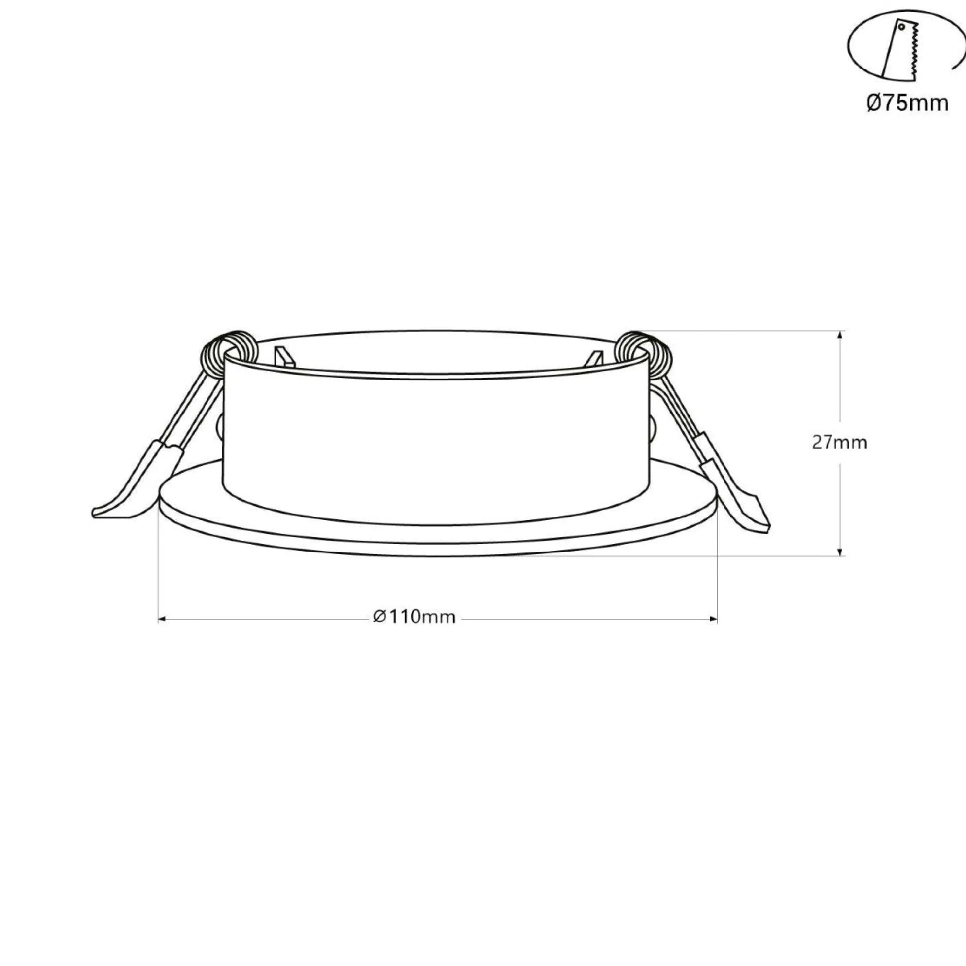 Aro downlight circular policarbonato basculante para bombilla GU10 / MR16 - Corte Ø75 mm