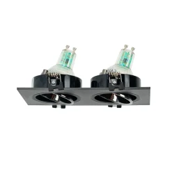 Aro downlight cuadrado basculante doble GU10 / MR16 - Bajo UGR - Corte 75 x 150mm