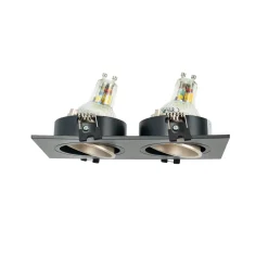 Aro downlight cuadrado basculante doble GU10 / MR16 - Bajo UGR - Corte 75 x 150mm