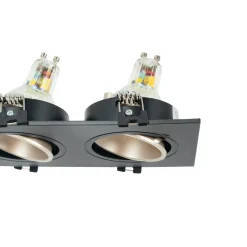 Aro downlight cuadrado basculante doble GU10 / MR16 - Bajo UGR - Corte 75 x 150mm