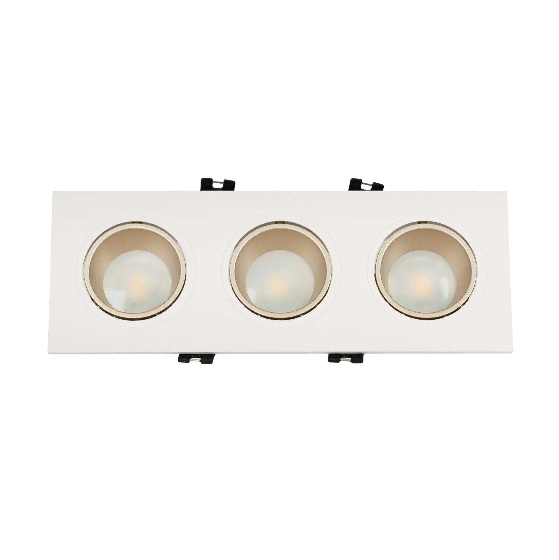Aro downlight cuadrado basculante triple GU10 / MR16 - Bajo UGR - Corte 75 x 235mm