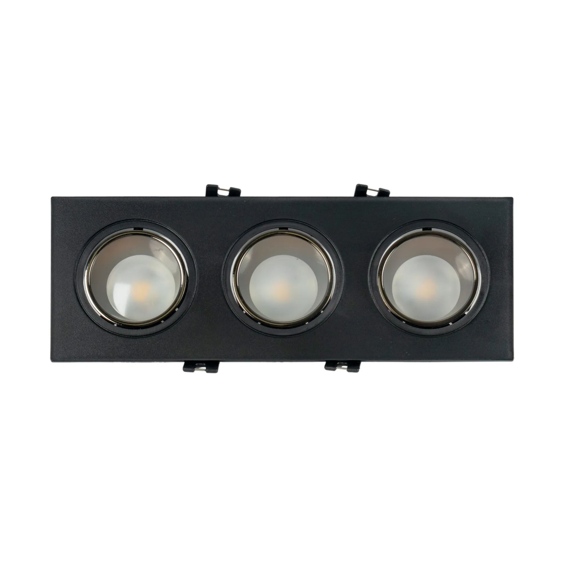 Aro downlight cuadrado basculante triple GU10 / MR16 - Bajo UGR - Corte 75 x 235mm
