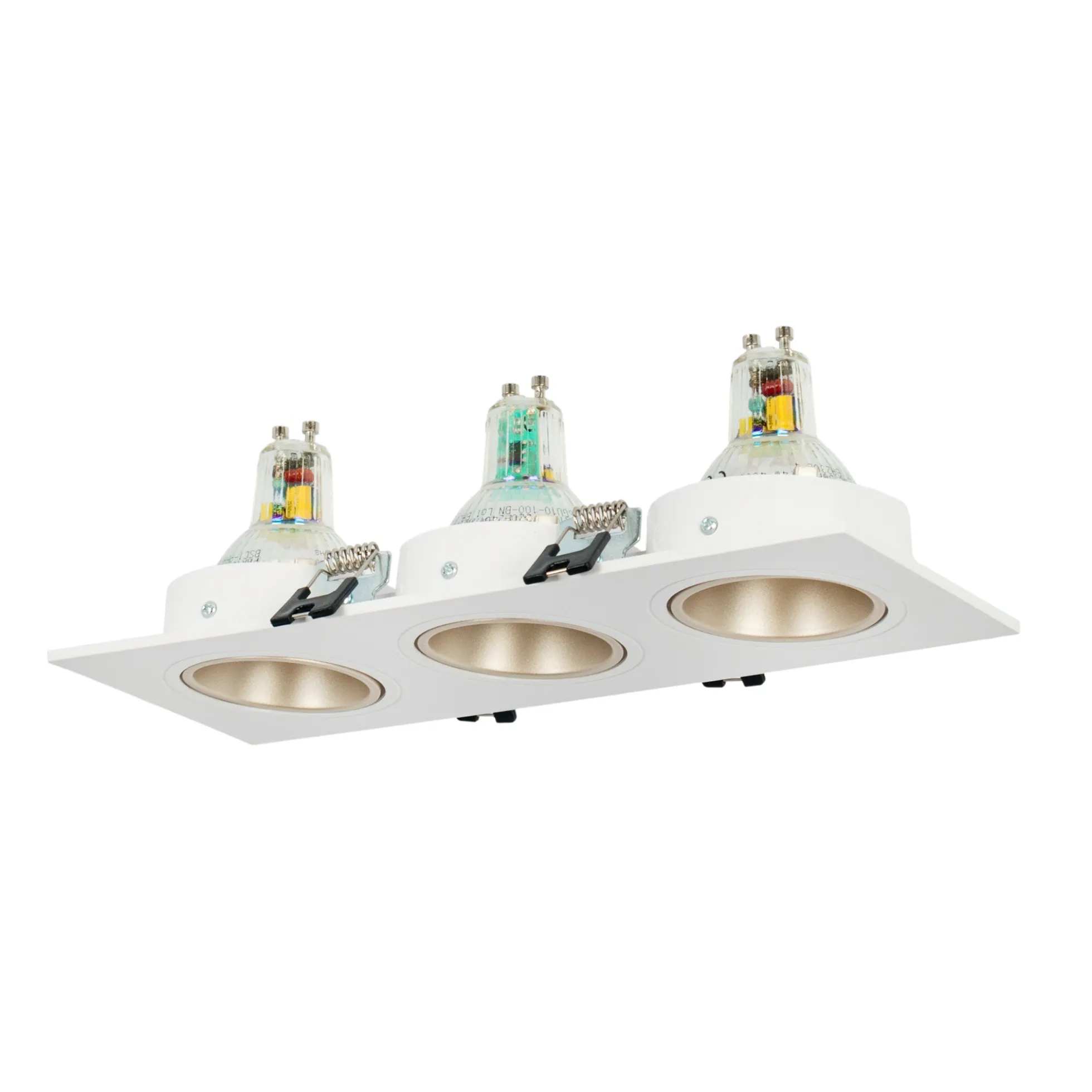 Aro downlight cuadrado basculante triple GU10 / MR16 - Bajo UGR - Corte 75 x 235mm