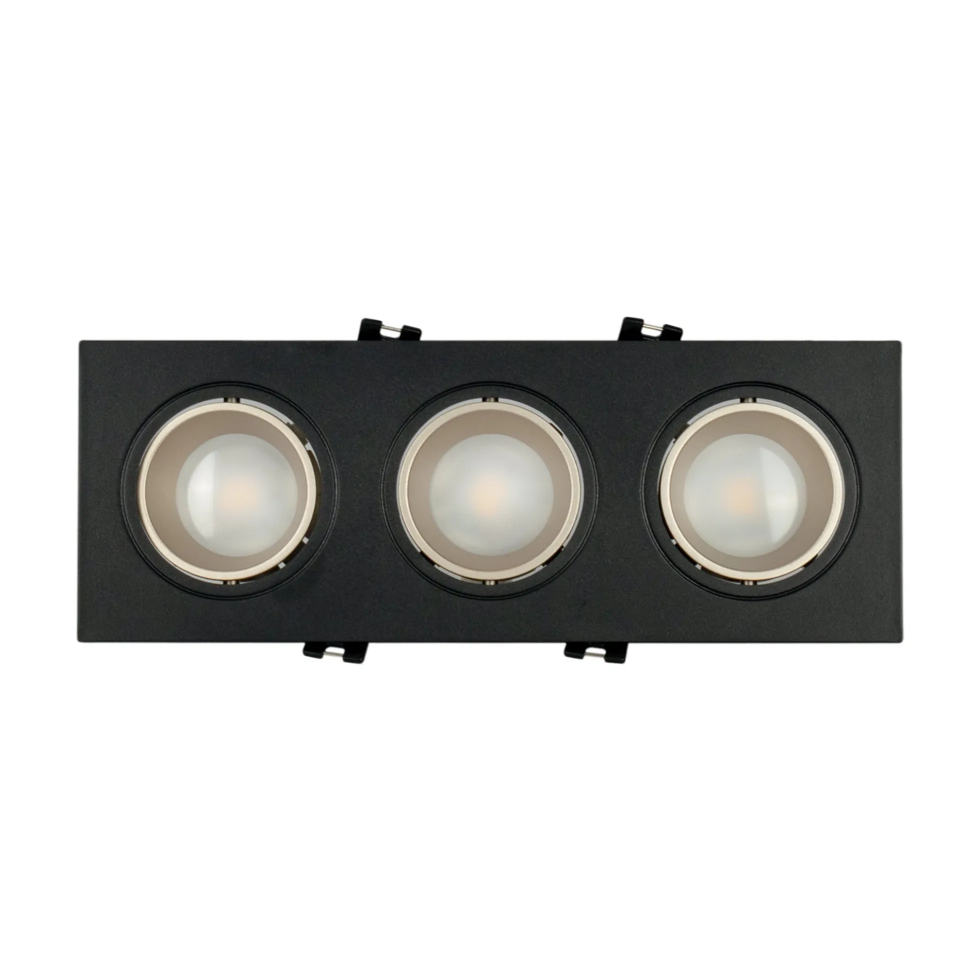 Aro downlight cuadrado basculante triple GU10 / MR16 - Bajo UGR - Corte 75 x 235mm
