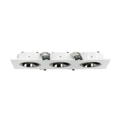 Aro downlight cuadrado basculante triple GU10 / MR16 - Bajo UGR - Corte 75 x 235mm