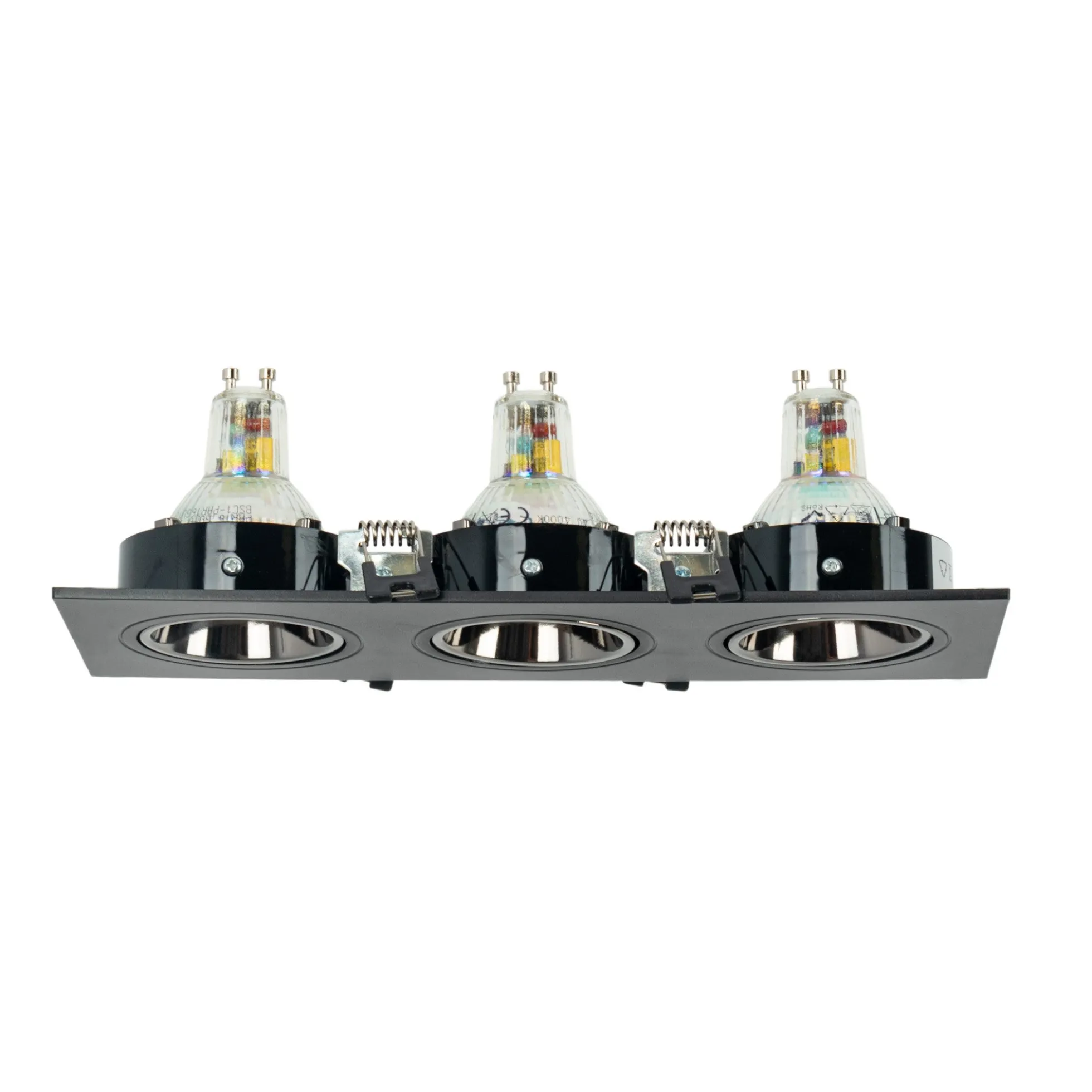Aro downlight cuadrado basculante triple GU10 / MR16 - Bajo UGR - Corte 75 x 235mm