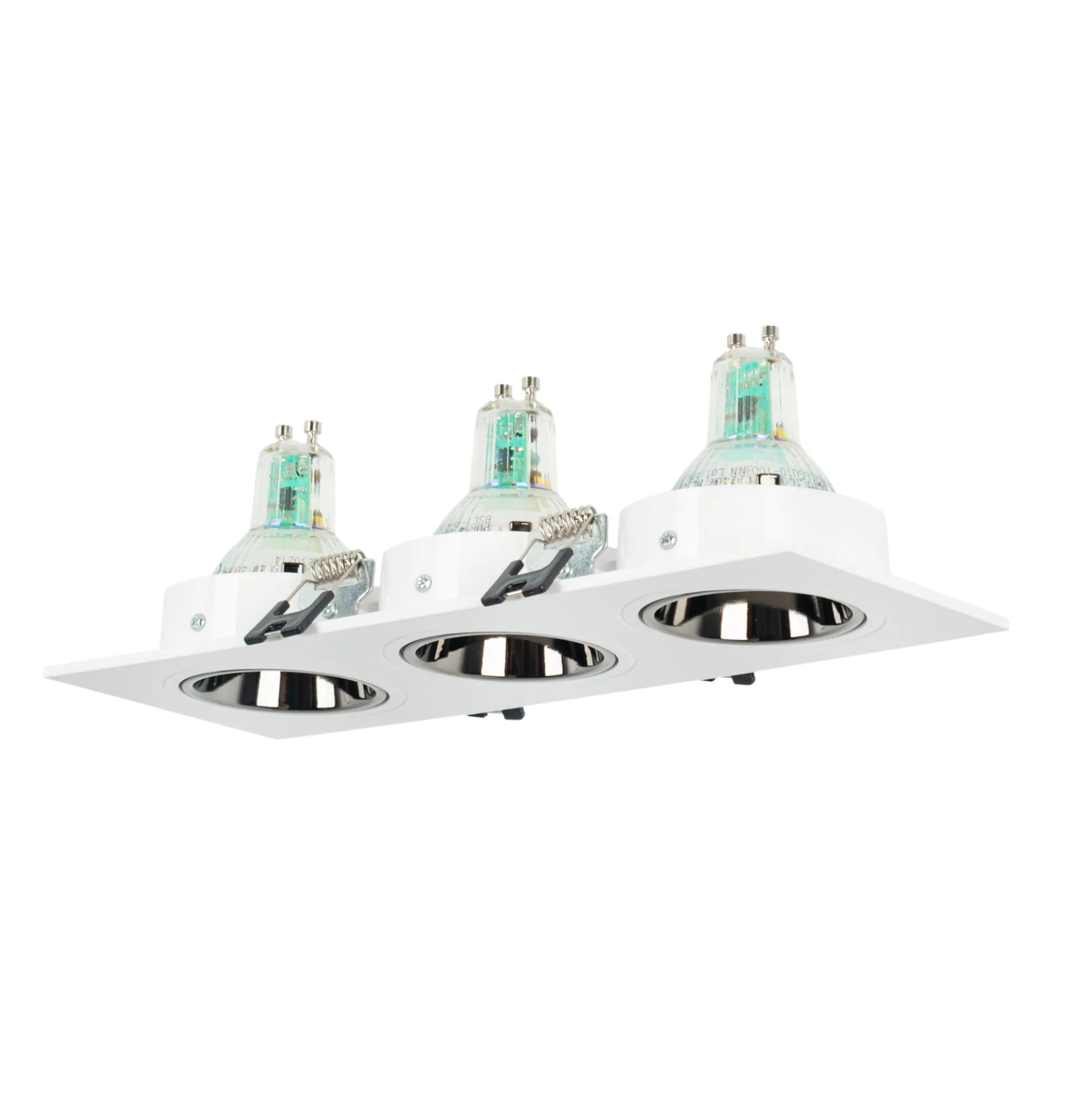 Aro downlight cuadrado basculante triple GU10 / MR16 - Bajo UGR - Corte 75 x 235mm