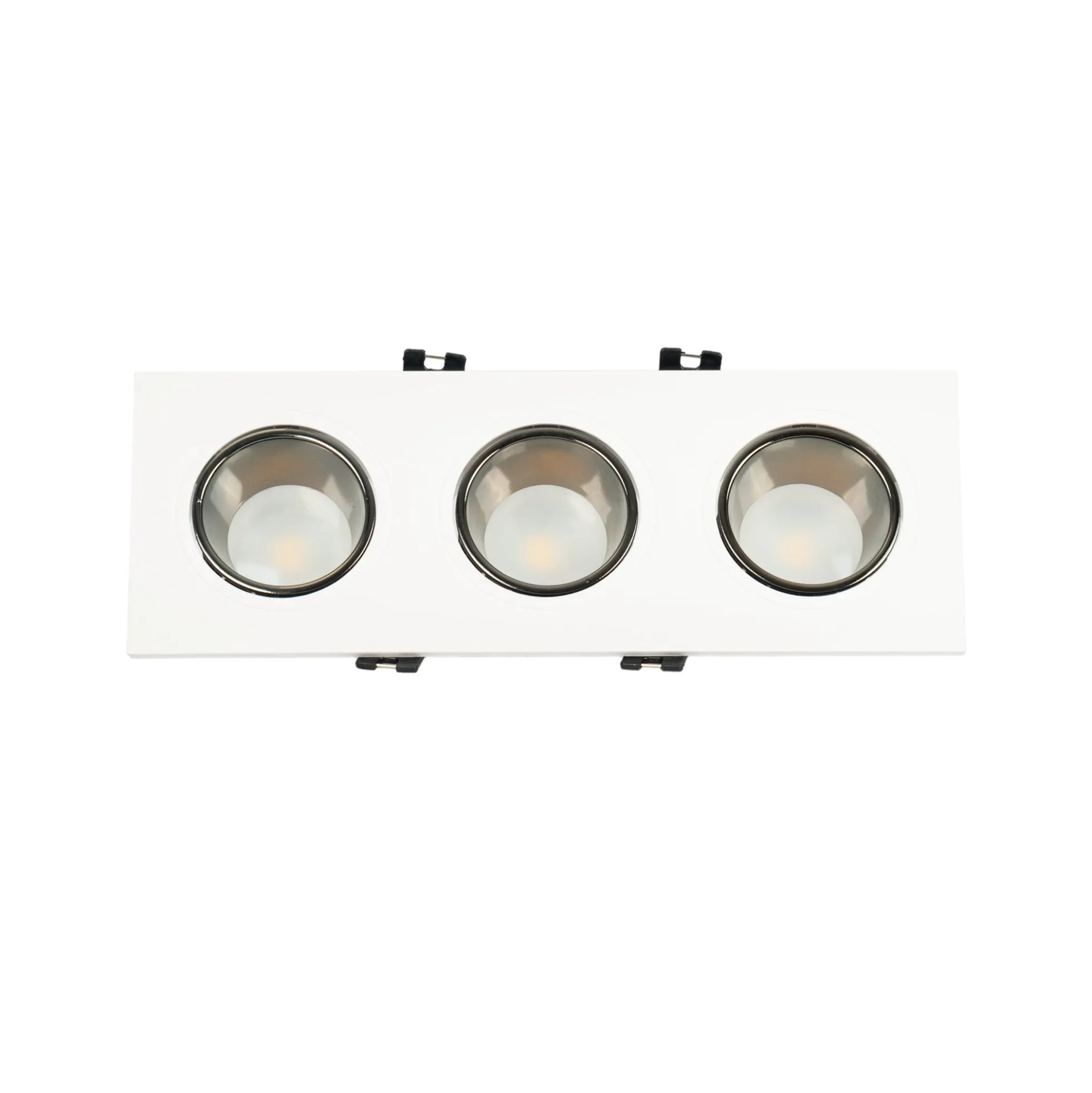 Aro downlight cuadrado basculante triple GU10 / MR16 - Bajo UGR - Corte 75 x 235mm