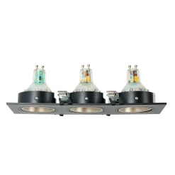Aro downlight cuadrado basculante triple GU10 / MR16 - Bajo UGR - Corte 75 x 235mm