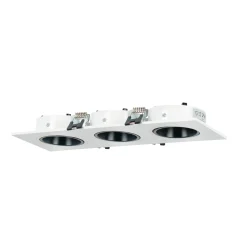 Aro downlight cuadrado basculante triple GU10 / MR16 - Bajo UGR - Corte 75 x 235mm