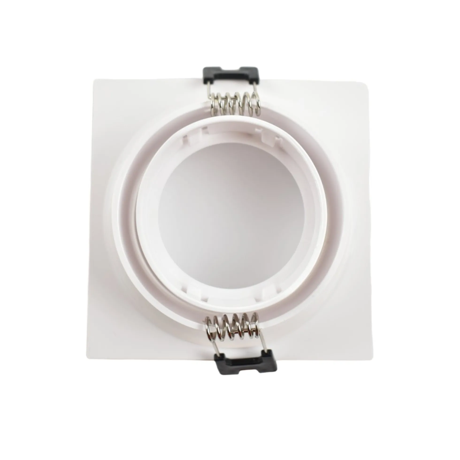 Aro downlight cuadrado para bombilla GU10/MR16 - Difusor opal - Corte Ø 75-80 mm - IP54