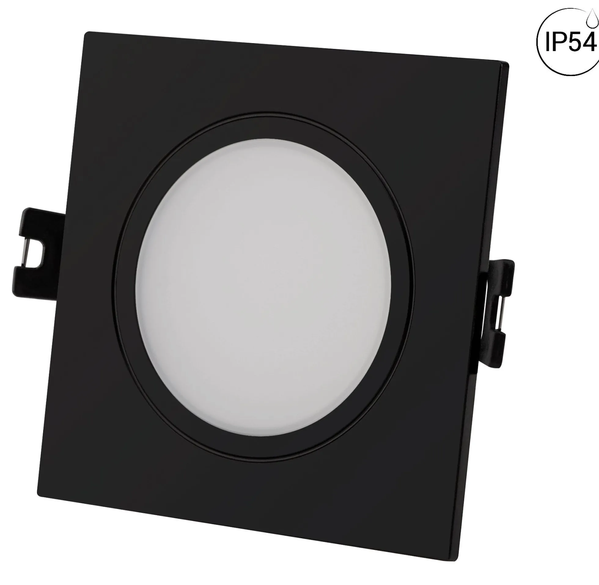 Aro downlight cuadrado para bombilla GU10/MR16 - Difusor opal - Corte Ø 75-80 mm - IP54