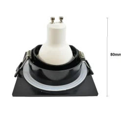 Aro downlight cuadrado para bombilla GU10/MR16 - Difusor opal - Corte Ø 75-80 mm - IP54