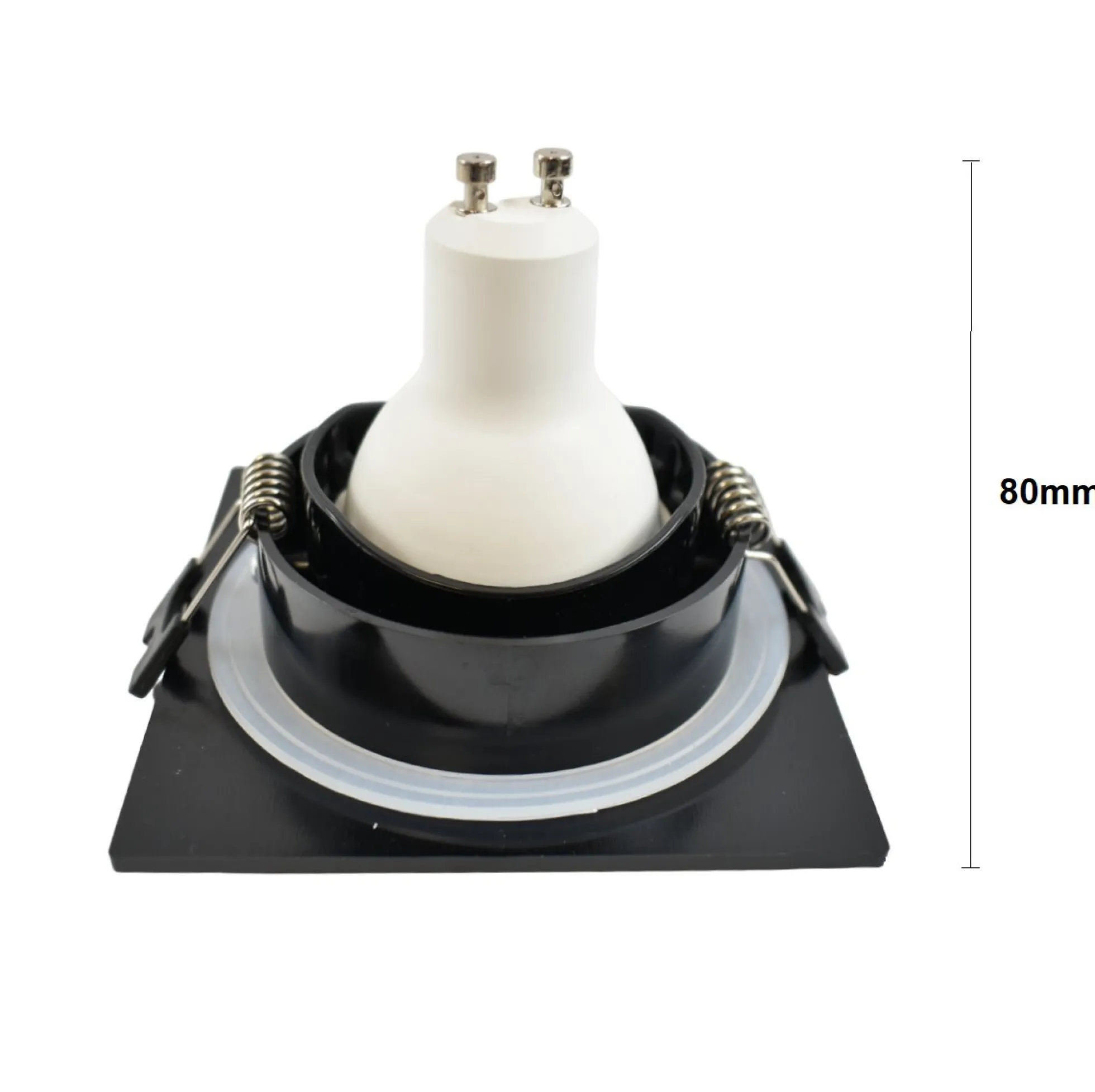 Aro downlight cuadrado para bombilla GU10/MR16 - Difusor opal - Corte Ø 75-80 mm - IP54