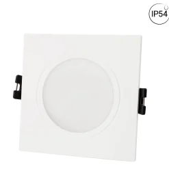 Aro downlight cuadrado para bombilla GU10/MR16 - Difusor opal - Corte Ø 75-80 mm - IP54