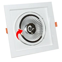 Aro downlight cuadrado tipo cardan para bombilla QR111 ó AR111 - Corte 155 x 155 mm