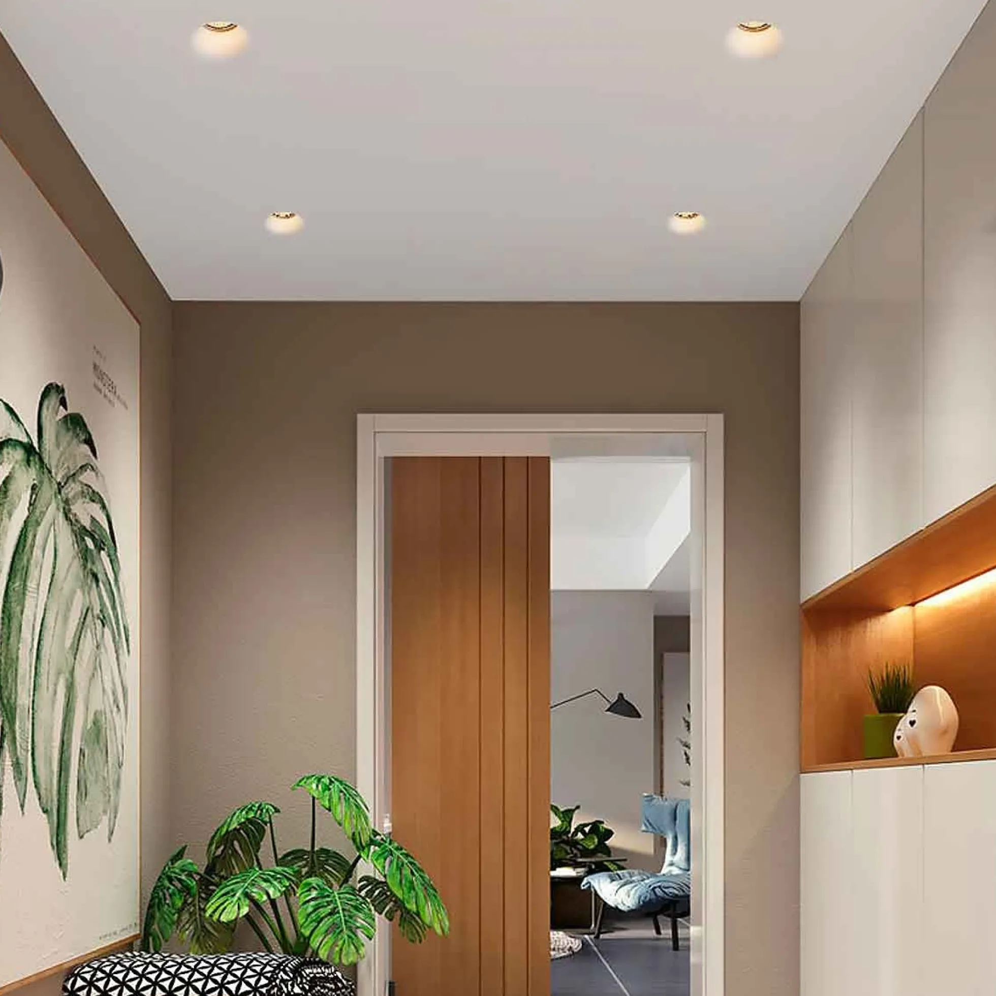 Aro downlight empotrable redondo de Escayola GU10 trimless